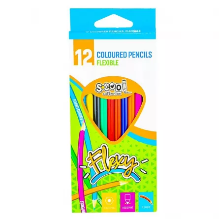 Creioane color, flexibile, 12 culori/set - S-COOL, [],catemstore.ro