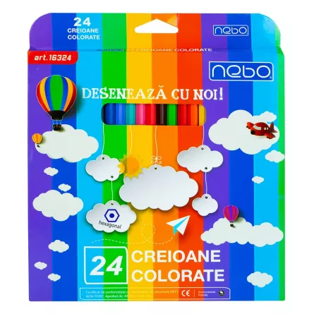 Creioane color Hexagonale Set 24 - NEBO, [],catemstore.ro