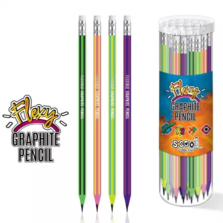 Creion grafit flexibil HB, cu radiera, hexagonal, 72 buc/cutie - S-COOL, [],catemstore.ro