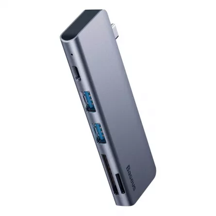 DOCKING Station Baseus, conectare PC USB Type-C, USB 3.0 x 2 |USB Type C x 1 PD 20V 3A (Max.) | Card reader SD x 1, micro SD x 1, LED, gri "CAHUB-K0G" (include TV 0.8lei) - 6953156285460, [],catemstore.ro