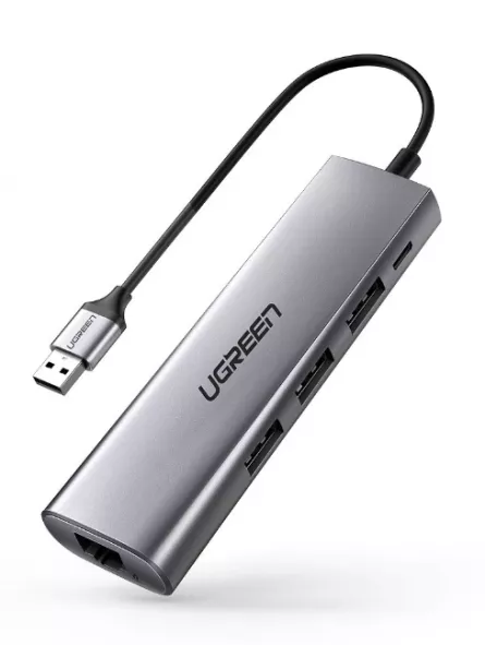 DOCKING Station Ugreen, "CM266" conectare PC USB 3.0, USB 3.0 x 3|Gigabit RJ-45 x 1|micro USB x 1, aluminiu, gri "60812" (include TV 0.8lei) - 6957303868124, [],catemstore.ro