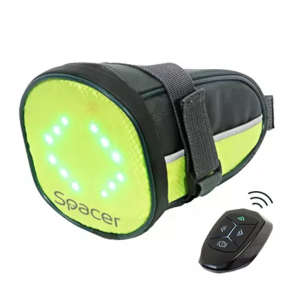 GEANTA reflectorizanta SPACER pentru Bicicleta, cu semnalizare LED prin telecomanda si de montat la sa, "SPBB-LEDSign", [],catemstore.ro