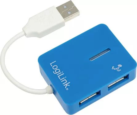 HUB extern LOGILINK, porturi USB: USB 2.0 x 4, conectare prin USB 2.0, cablu 0.05 m, albastru, "UA0136"  (include TV 0.8lei), [],catemstore.ro