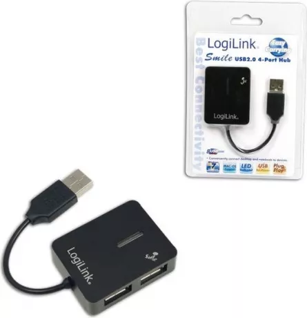 HUB extern LOGILINK, porturi USB: USB 2.0 x 4, conectare prin USB 2.0, cablu 0.05 m, negru, "UA0139"  (include TV 0.8lei), [],catemstore.ro