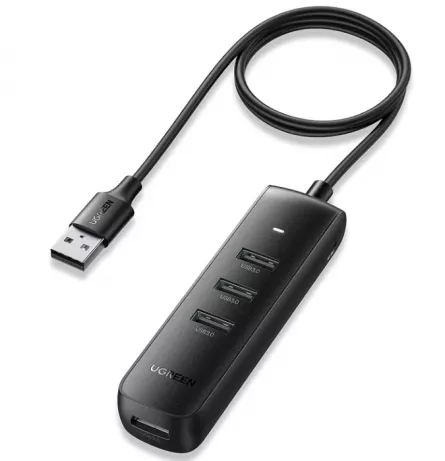 HUB extern Ugreen, "CM416" porturi USB: USB 3.0 x 4, conectare prin USB 3.0, lungime 1 m, negru, "80657" (include TV 0.8lei) - 6957303886579, [],catemstore.ro