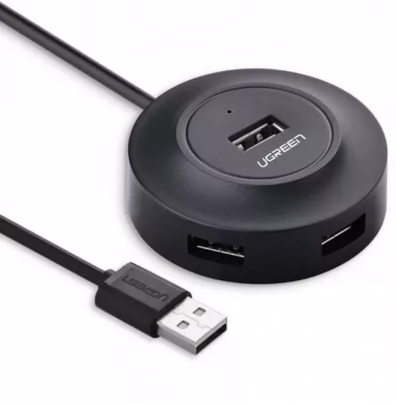 HUB extern Ugreen, "CR106" porturi USB: USB 2.0 x 4, conectare prin USB 2.0, lungime 1 m, negru, "20277" (include TV 0.8lei) - 6957303822775, [],catemstore.ro