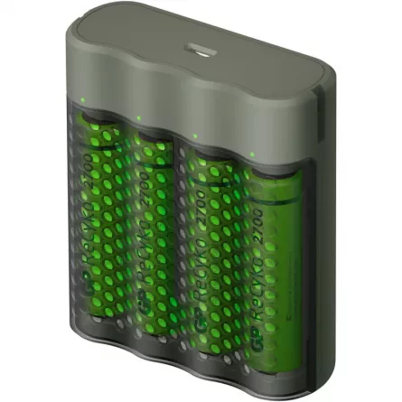 Incarcator GP Batteries, Recyko compatibil NiMH (AA/AAA), include 4 x 2700 mAh AA (R6), incarcare USB, 4 LED-uri indicare incarcare,  "GPM451/270AAHCE-2EB4" "GPACSM451002" (include TV 0.8lei), [],catemstore.ro
