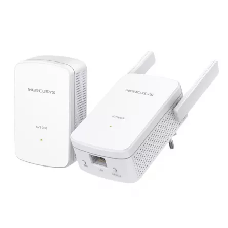 Kit Powerline Wi-Fi Gigabit MERCUSYS, Wi-Fi de 300 Mbps 2.4Ghz, tehnologie AV2, AV1000, pana la 1000 Mbps, RJ-45 x 1 porturi 10/100/1000 Mbps, 2 buc, "MP510 KIT" (include TV 1.75lei), [],catemstore.ro