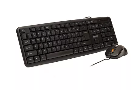 KIT wired SPACER USB, tastatura "SPKB-S62" + mouse optic "SPMO-F01", black, "SPDS-S6201" 45505412   (include TV 0.8lei), [],catemstore.ro