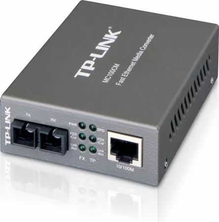 MEDIA CONVERTOR TP-LINK RJ45 10/100M la fibra SC multi-mode 100M, Full-duplex, pana la 2Km, montabil in sasiu "MC100CM", [],catemstore.ro