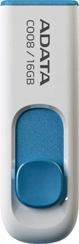 MEMORIE USB 2.0 ADATA 16 GB, retractabila, carcasa plastic, alb / albastru, "AC008-16G-RWE" (include TV 0.03 lei), [],catemstore.ro
