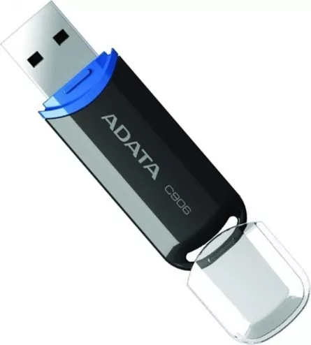 MEMORIE USB 2.0 ADATA 32 GB, cu capac, carcasa plastic, negru, "AC906-32G-RBK" (include TV 0.03 lei), [],catemstore.ro