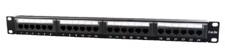 PATCH PANEL GEMBIRD 24 porturi, Cat5e, 1U pentru rack 19", suport posterior pt. gestionare cabluri, black, "NPP-C524CM-001", [],catemstore.ro