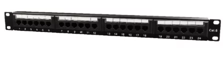PATCH PANEL GEMBIRD 24 porturi, Cat6, 1U pentru rack 19", suport posterior pt. gestionare cabluri, black, "NPP-C624CM-001", [],catemstore.ro
