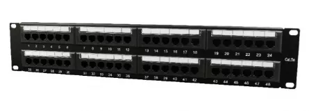 PATCH PANEL GEMBIRD 48 porturi, Cat6, 2U pentru rack 19", suport posterior pt. gestionare cabluri, black, "NPP-C648CM-001", [],catemstore.ro