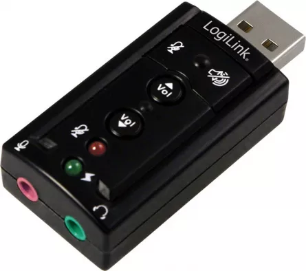PLACA de SUNET Logilink, extern, 7.1, interfata USB 2.0, conectori 3.5 mm jack, "UA0078" (include TV 0.18lei), [],catemstore.ro