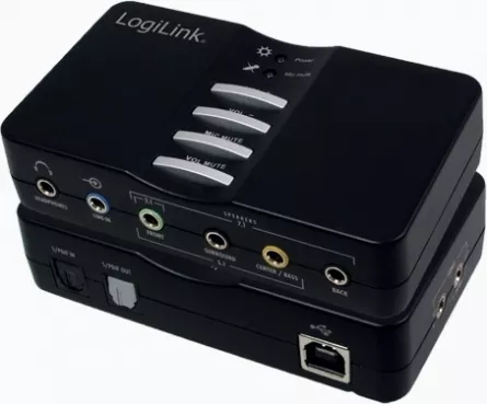 PLACA de SUNET Logilink, extern, 7.1, interfata USB 2.0, conectori 3.5 mm jack x 5, S/PDIF, "UA0099" (include TV 0.18lei), [],catemstore.ro