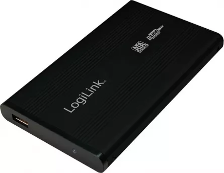 RACK extern LOGILINK, pt HDD/SSD, 2.5 inch, S-ATA, interfata PC USB 2.0, aluminiu, negru, "UA0041B" (include TV 0.8lei), [],catemstore.ro