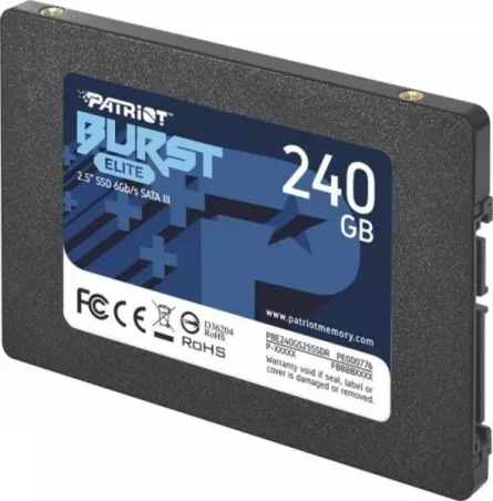 SSD PATRIOT, BURST ELITE, 240 GB, 2.5 inch, S-ATA 3, 3D QLC Nand, R/W: 450/320 MB/s, "PBE240GS25SSDR", [],catemstore.ro