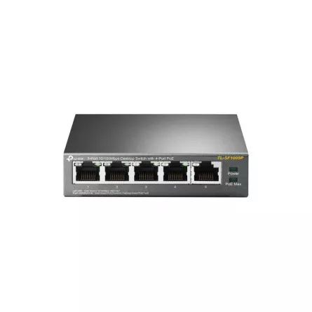 SWITCH PoE TP-LINK  5 porturi 10/100Mbps (4 PoE), IEEE 802.3af, carcasa metalica "TL-SF1005P" (include TV 1.75lei), [],catemstore.ro