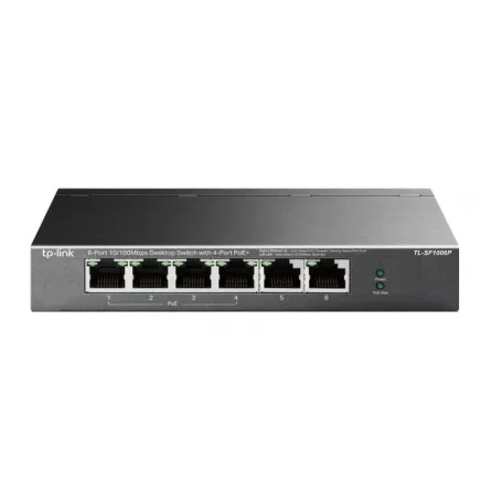 SWITCH PoE TP-LINK  6 porturi 10/100Mbps (4 PoE+), IEEE 802.3af/at, carcasa metalica "TL-SF1006P" (include TV 1.75lei), [],catemstore.ro