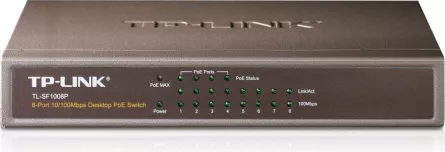 SWITCH PoE TP-LINK  8 porturi 10/100Mbps (4 PoE), IEEE 802.3af, carcasa metalica "TL-SF1008P" (include TV 1.75lei), [],catemstore.ro