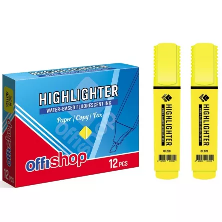 Textmarker fluorescent galben, 1-5 mm, 12 buc/set - OFFISHOP, [],catemstore.ro