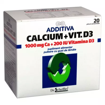 Additiva calciu cu vitamina  d3 , 20 plicuri, [],farmacieieftina.ro