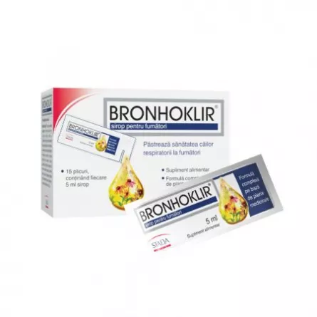 Bronhoklir sirop pentru fumatori, 15 plicuri, Stada, [],farmacieieftina.ro