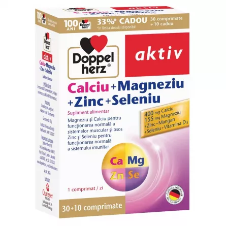 Doppelherz aktiv ca+mg+zn+se ctx 30 comprimate +10comprimate gratis, [],farmacieieftina.ro
