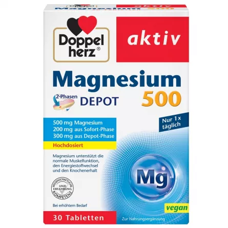 Doppelherz Aktiv Magnesium 500 Depot 30 Tablete, [],farmacieieftina.ro
