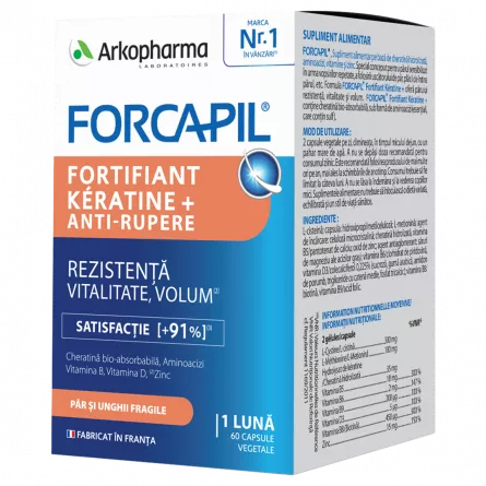 Forcapil Fortifiant  Keratina+  60 Capsule, [],farmacieieftina.ro