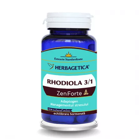 Rhodiola Zen Forte, 60 Capsule, Herbagetica, [],farmacieieftina.ro