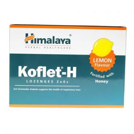 Koflet-H cu Aroma de Lamaie, 12 Pastile, Himalaya, [],farmacieieftina.ro