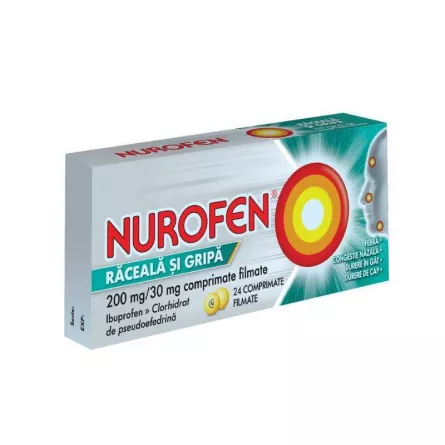 Nurofen Raceala si Gripa, 24 Comprimate, Reckitt Benckiser, [],farmacieieftina.ro