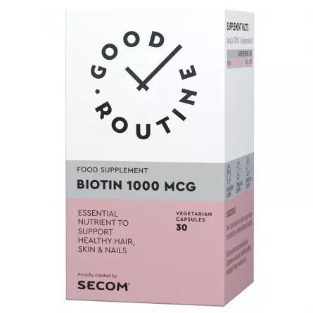 Secom Good Routine Biotin 1000 mg, 30 Capsule Vegane, [],farmacieieftina.ro