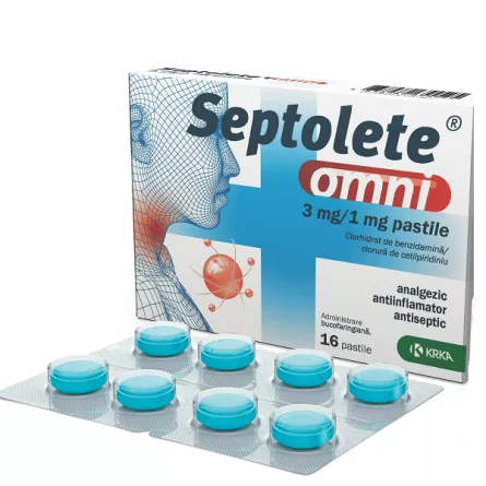 Septolete Omni Eucalipt, 3 mg/1 mg, 16 Pastile, Krka, [],farmacieieftina.ro