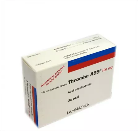 Thrombo Ass, 100 mg, 100 Comprimate Gastrorezistente, Lannacher, [],farmacieieftina.ro