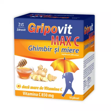 Zdrovit Gripovit  Max C Ghimbir si Miere, [],farmacieieftina.ro