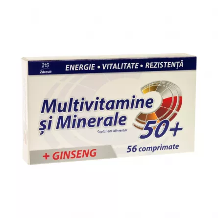 Zdrovit Multivitamine + Minerale 50+, 56 comprimate, [],farmacieieftina.ro