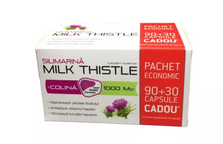 Zdrovit Silimarina Milk Thistle + Colina, 90 + 30 capsule, [],farmacieieftina.ro
