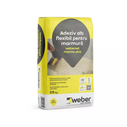 Adeziv flexibil marmura Weber Marmo Plus, alb, 25 kg, [],matis.ro