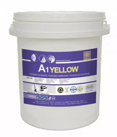 A1 Yellow Pudră de lustruit cu efect natural pentru marmură, calcar, travertin și aglomerate de marmură, 5kg, FABER, [],stoneproof.ro