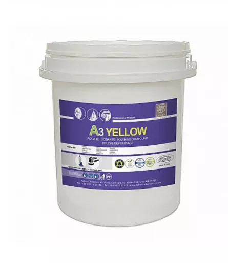 A3 Yellow Pulbere umedă de lustruit cu finisaj vitros pentru marmură, calcar, travertin și aglomerate de marmură, 5kg, FABER, [],stoneproof.ro