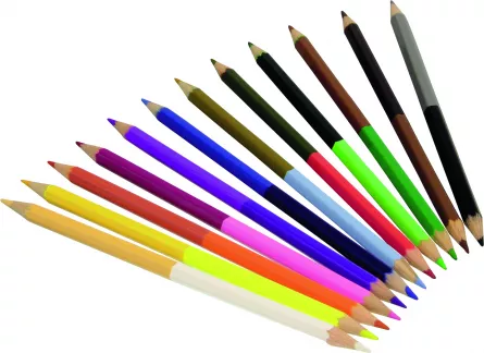 Set 12 creioane cu vârf dublu în tub din metal, [],edituradiana.ro