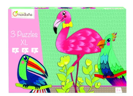 3 puzzle-uri XL - Păsări tropicale, [],edituradiana.ro