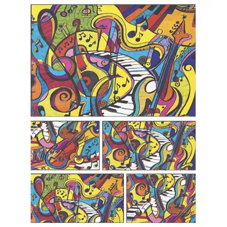 Cutie de colorat din catifea, cu 12 carioci – Note muzicale (24 x 17 x 13 cm), [],edituradiana.ro