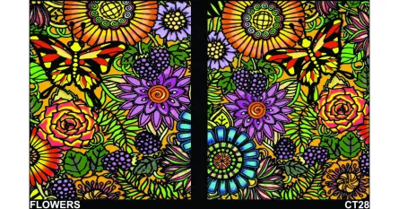 Dosar de colorat din catifea, cu 12 carioci – Flori multicolore (36 x 26 x 1,8 cm), [],edituradiana.ro