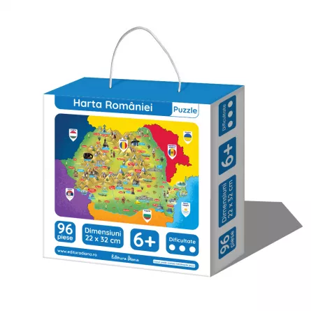 Harta României - puzzle educațional 96 piese, 6+, [],edituradiana.ro