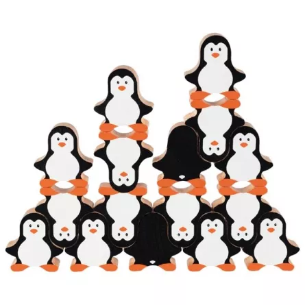 Joc de stivuire cu 18 pinguini din lemn, [],edituradiana.ro